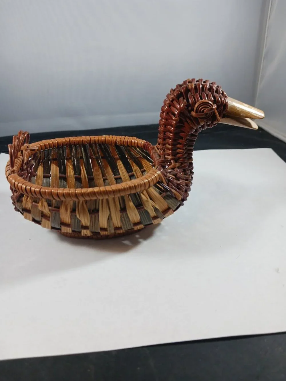 Mini Vintage Little Duck Wicker Ring Storage